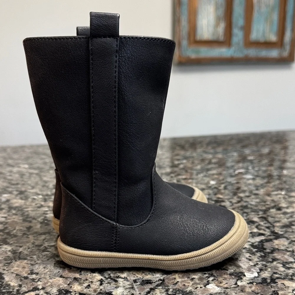 Cat & Jack Black Kids Boots with Tan Soles NWT